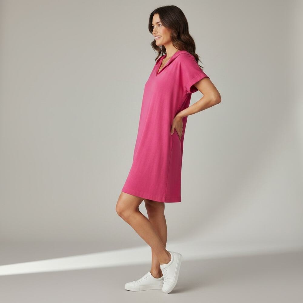 Talbots Linen Shift Dress Women's Sz MP Pink Mini Short Sleeves Breathable Chic